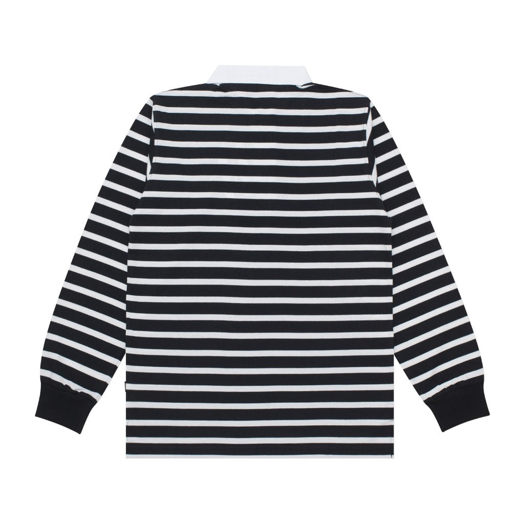 Longsleeves Polo Shirt Rugby Stripe LUTHES BLACK WHITE