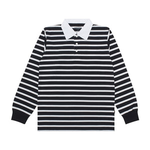 Longsleeves Polo Shirt Rugby Stripe LUTHES BLACK WHITE