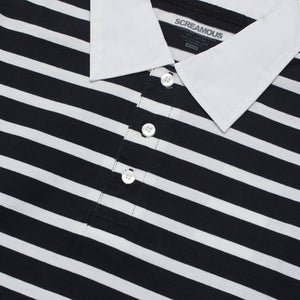 Longsleeves Polo Shirt Rugby Stripe LUTHES BLACK WHITE